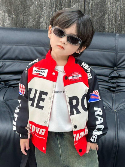 Kids Boys Hero Printed Racing Zipper Jacket