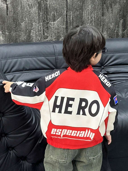 Kids Boys Hero Printed Racing Zipper Jacket