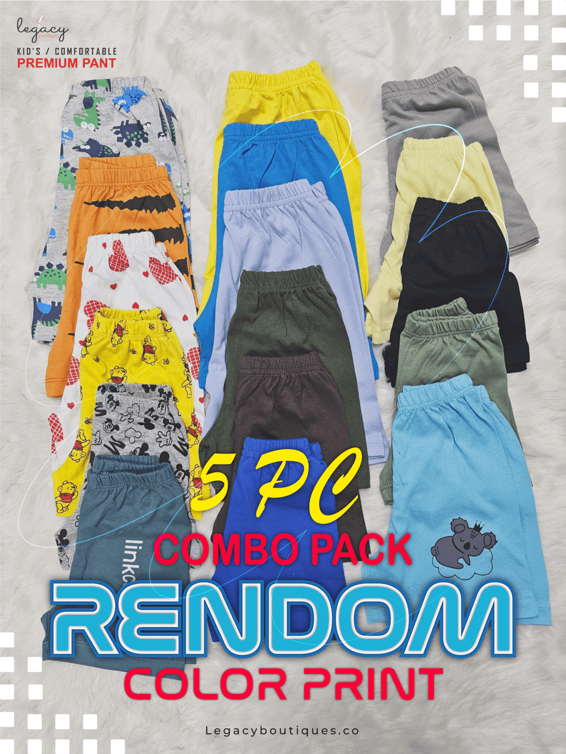 5 Piece Combo Kids Cotton Short Pant Legacy Boutiques Legacy Boutiques