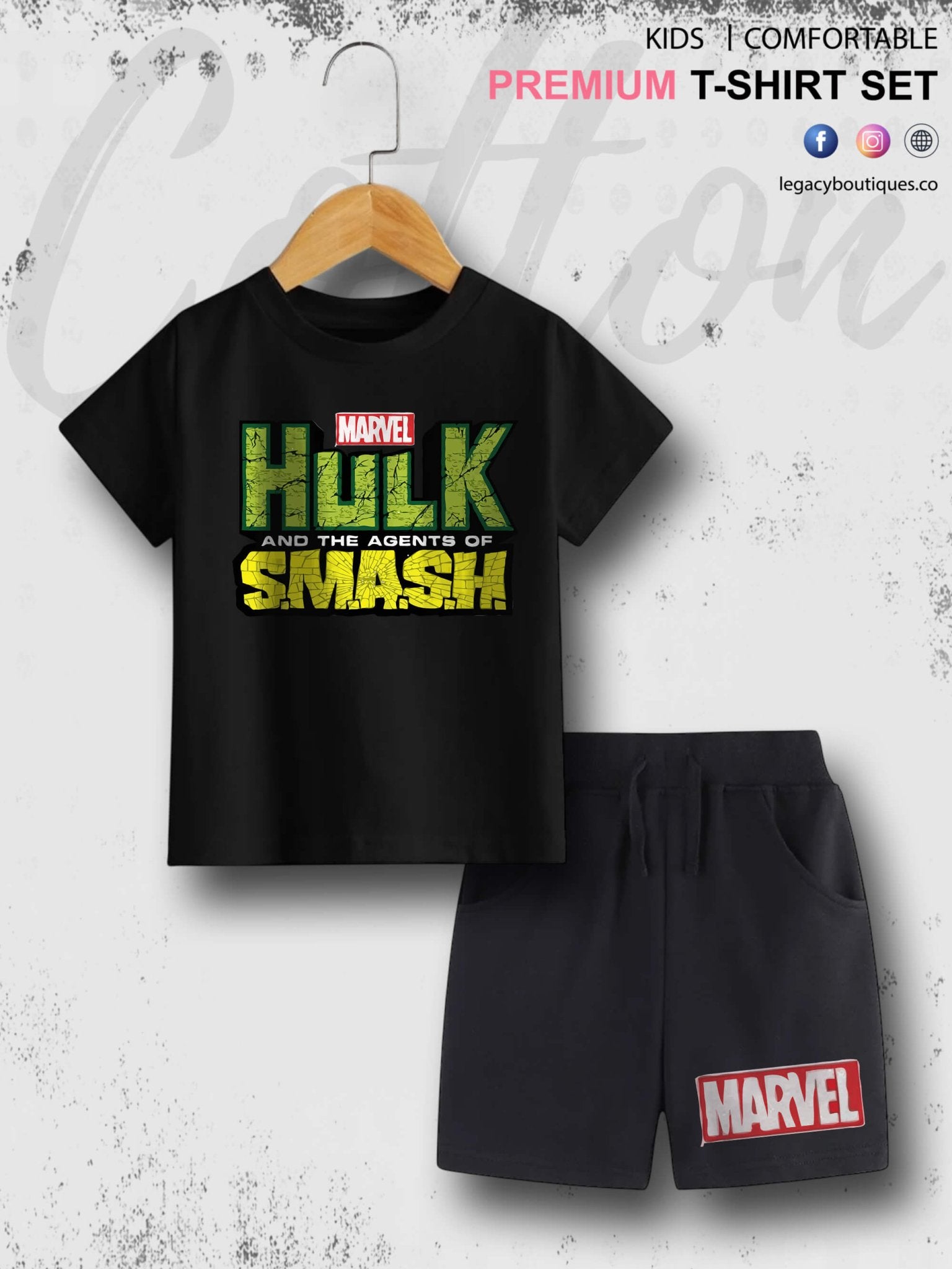 6 Month To 6 Year Babies Marvel Hulk &amp; The Agents Of Smash Print High Quality T-shirt Set Legacy Boutiques Legacy Boutiques