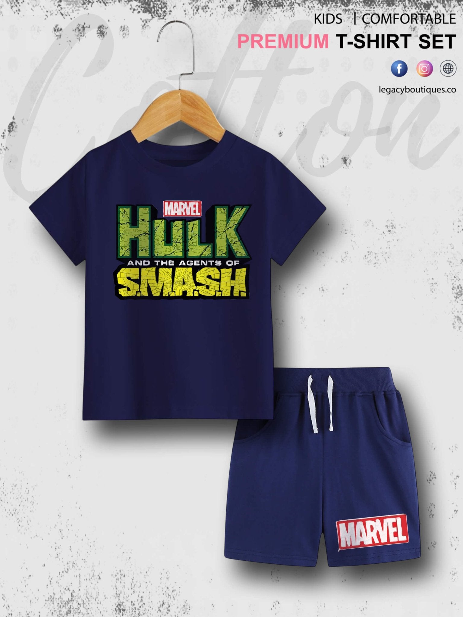 6 Month To 6 Year Babies Marvel Hulk &amp; The Agents Of Smash Print High Quality T-shirt Set Legacy Boutiques Legacy Boutiques