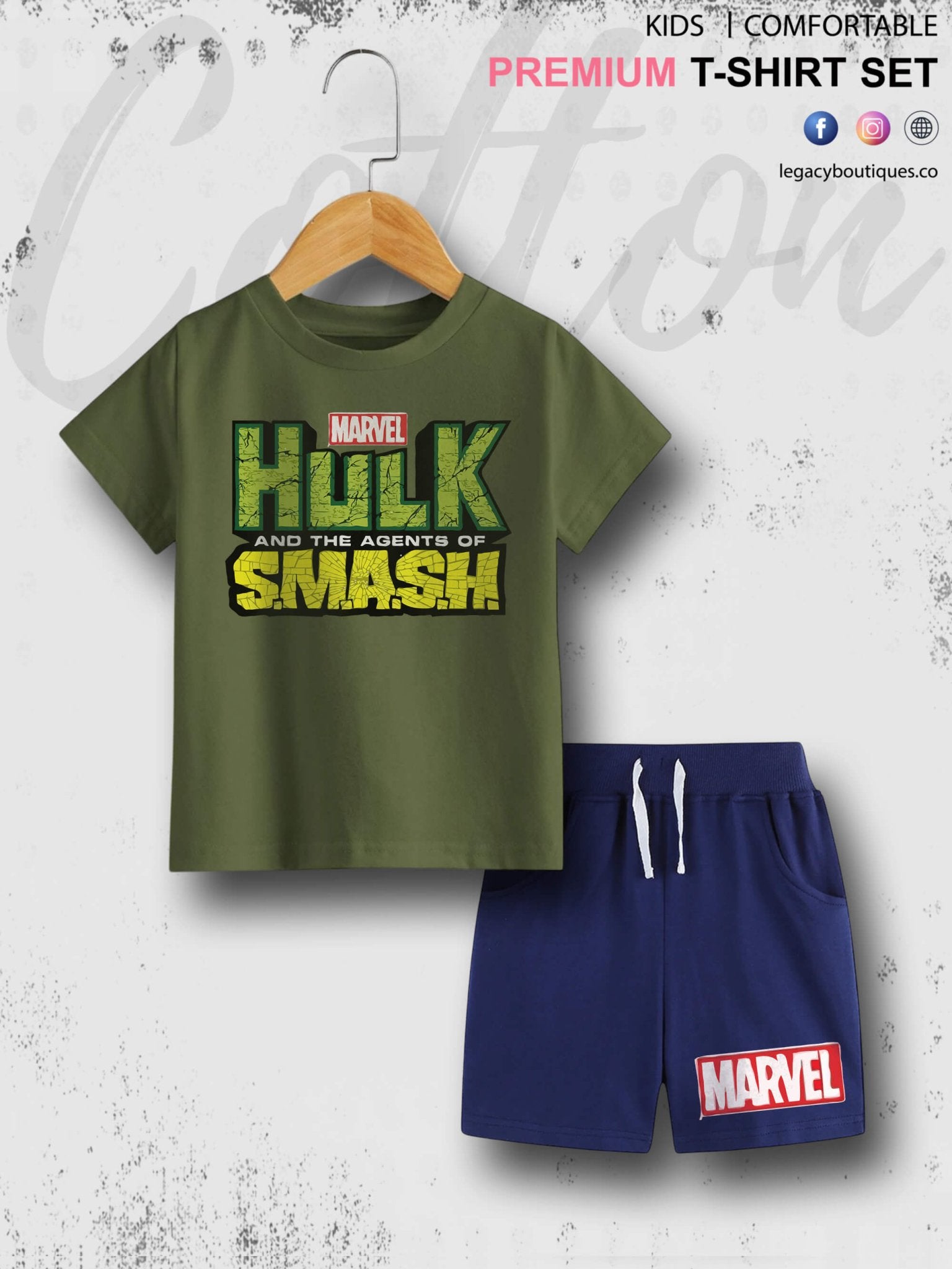 6 Month To 6 Year Babies Marvel Hulk &amp; The Agents Of Smash Print High Quality T-shirt Set Legacy Boutiques Legacy Boutiques