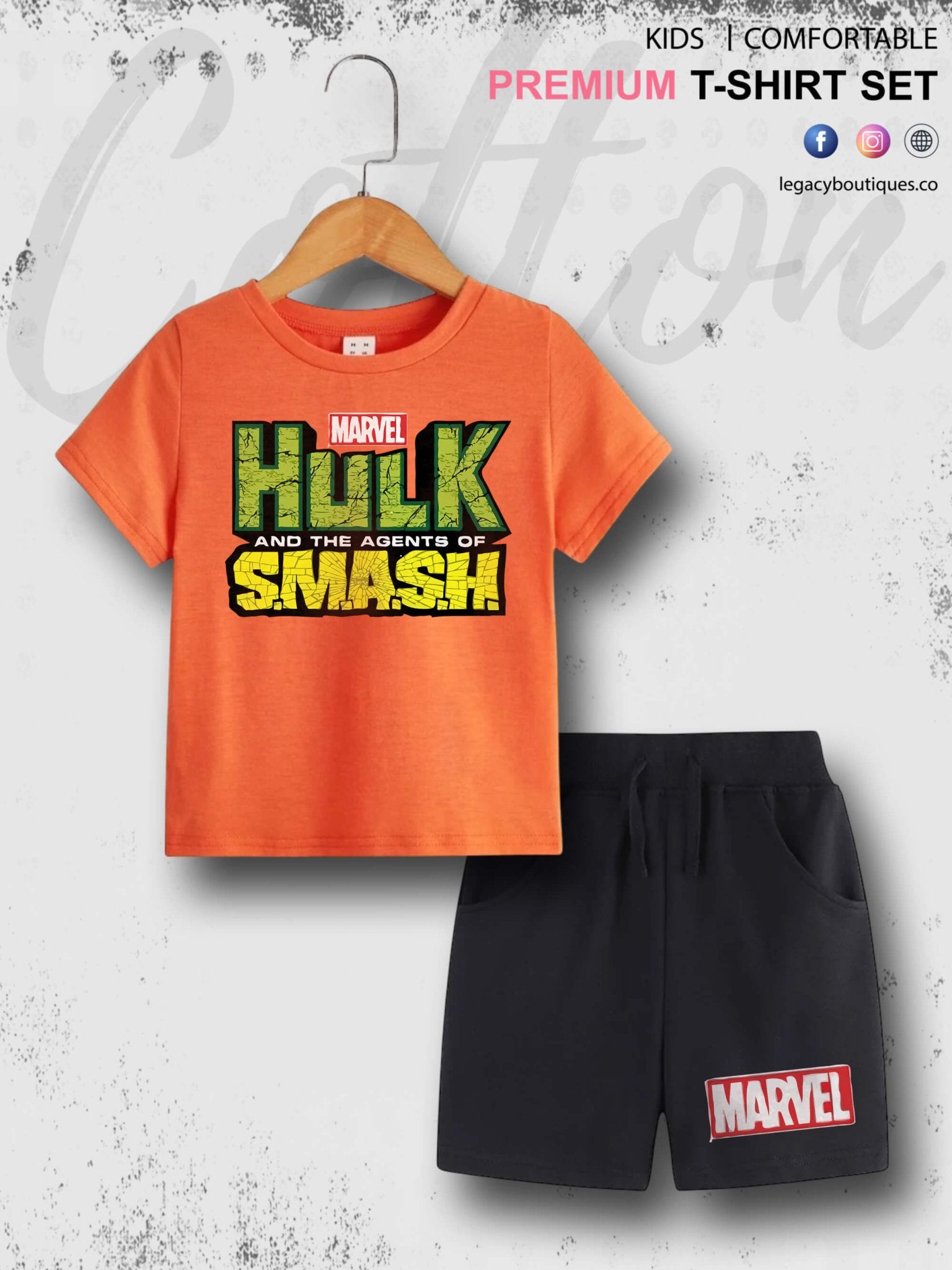 6 Month To 6 Year Babies Marvel Hulk &amp; The Agents Of Smash Print High Quality T-shirt Set Legacy Boutiques Legacy Boutiques