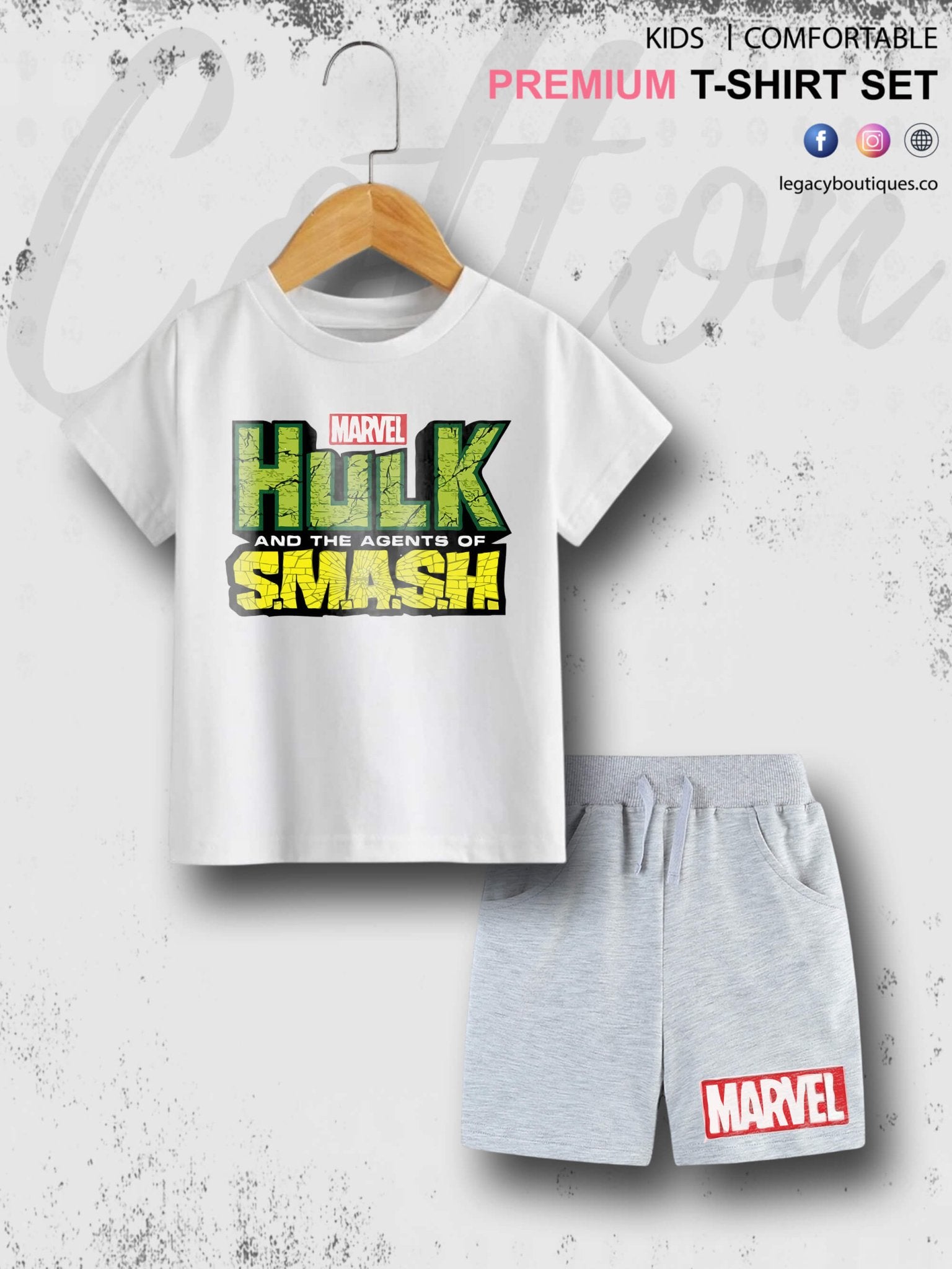 6 Month To 6 Year Babies Marvel Hulk &amp; The Agents Of Smash Print High Quality T-shirt Set Legacy Boutiques Legacy Boutiques