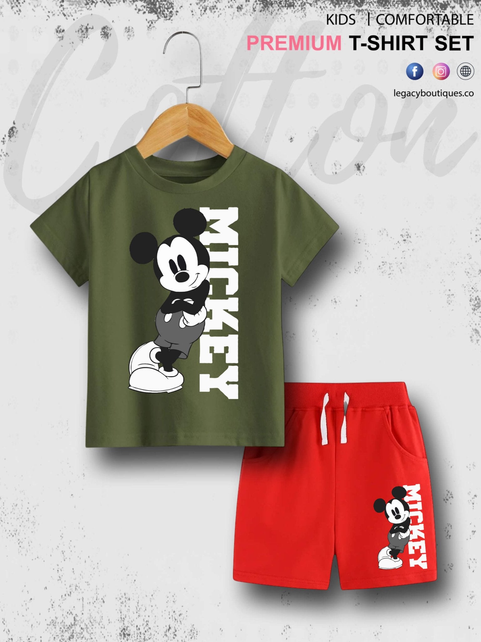 6 Month To 6 Year Babies Mickey Print High Quality T-shirt Set Legacy Boutiques Legacy Boutiques