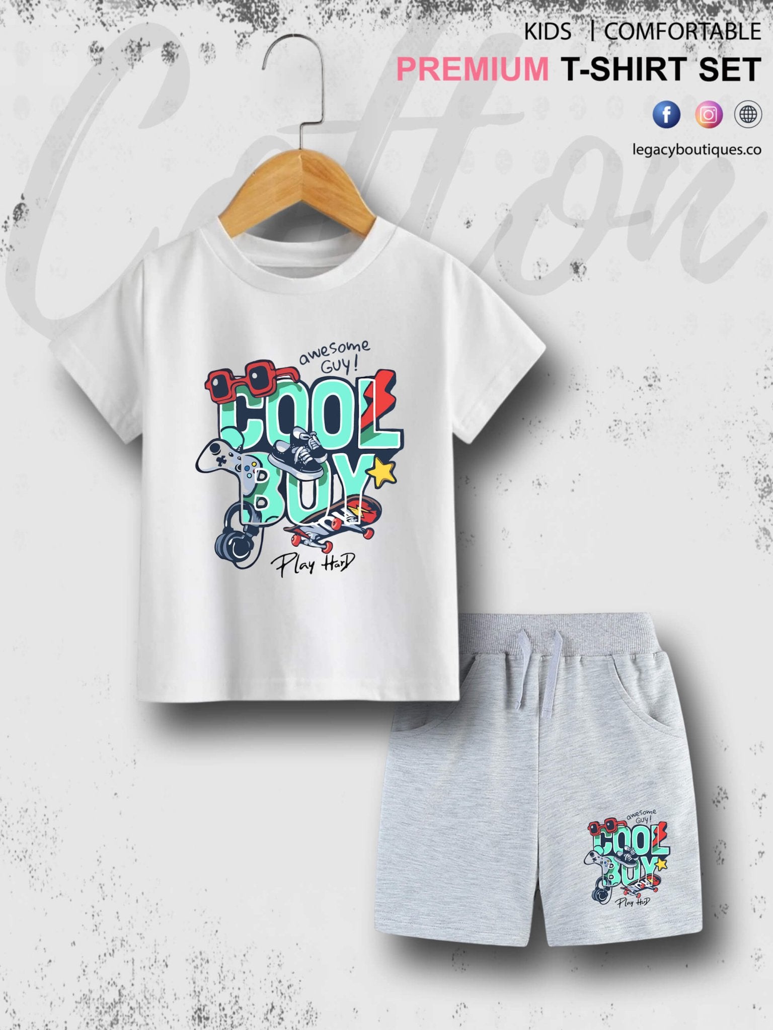 6 Month To 6 Year Kids Cool Boy Print Cotton Blend Good Quality T-shirt Set Legacy Boutiques Legacy Boutiques
