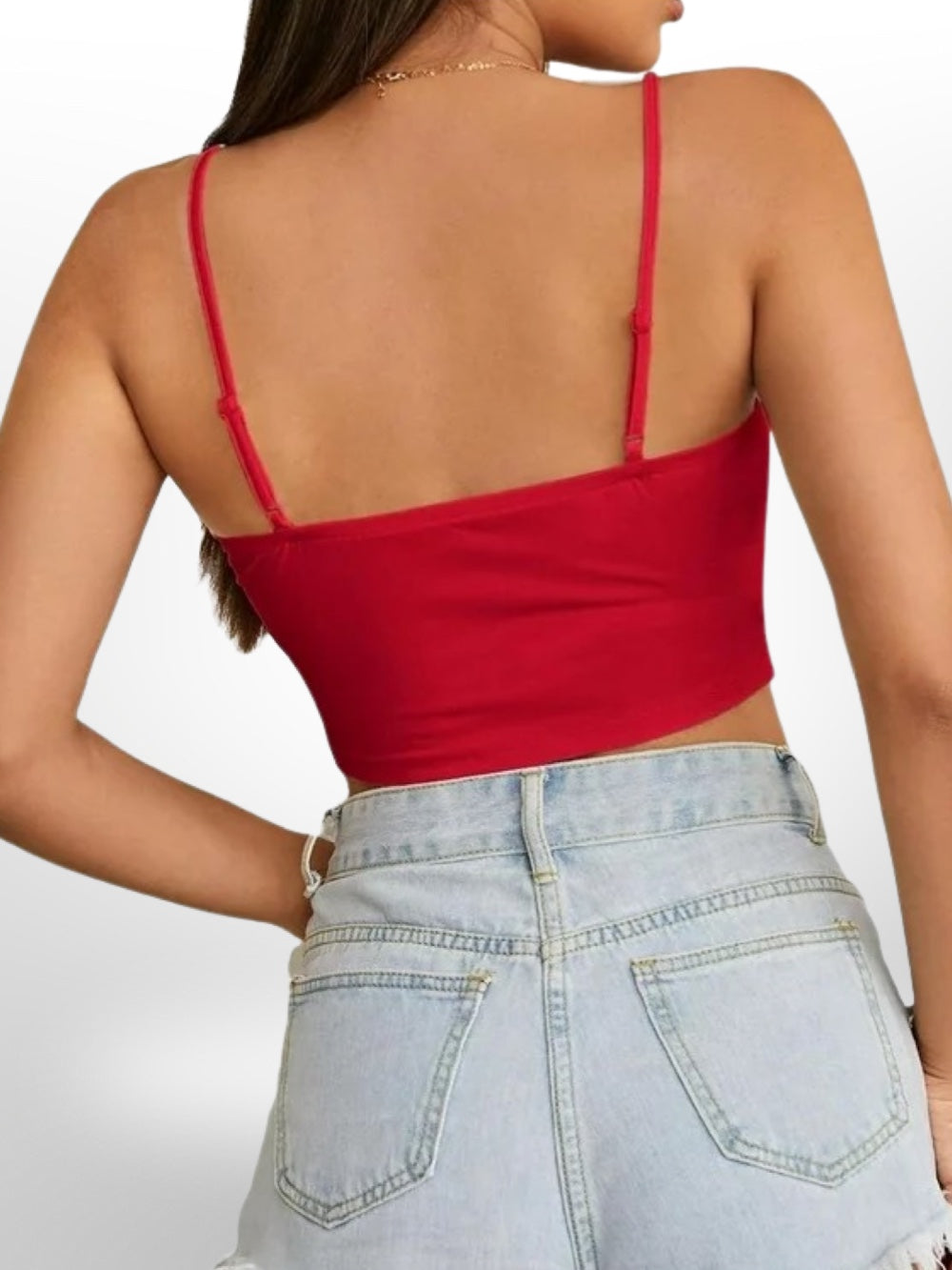 Women's Crop Stretch Plain Casual Plain Spaghetti Strap Tank Tops & Camis - Legacy Boutiques