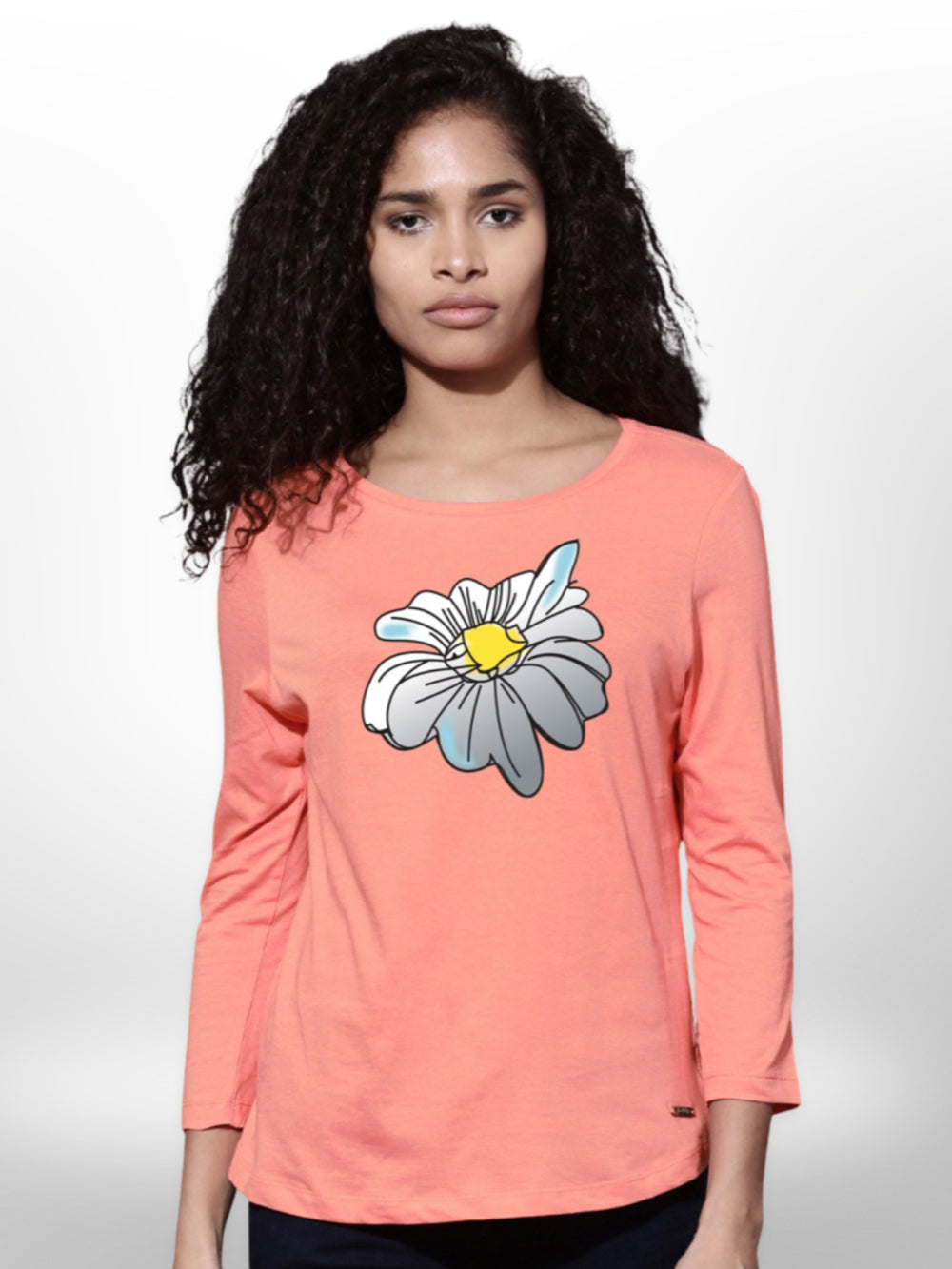 Flower Printed  4 Quarter Sleeve  T _Shirt - Legacy Boutiques