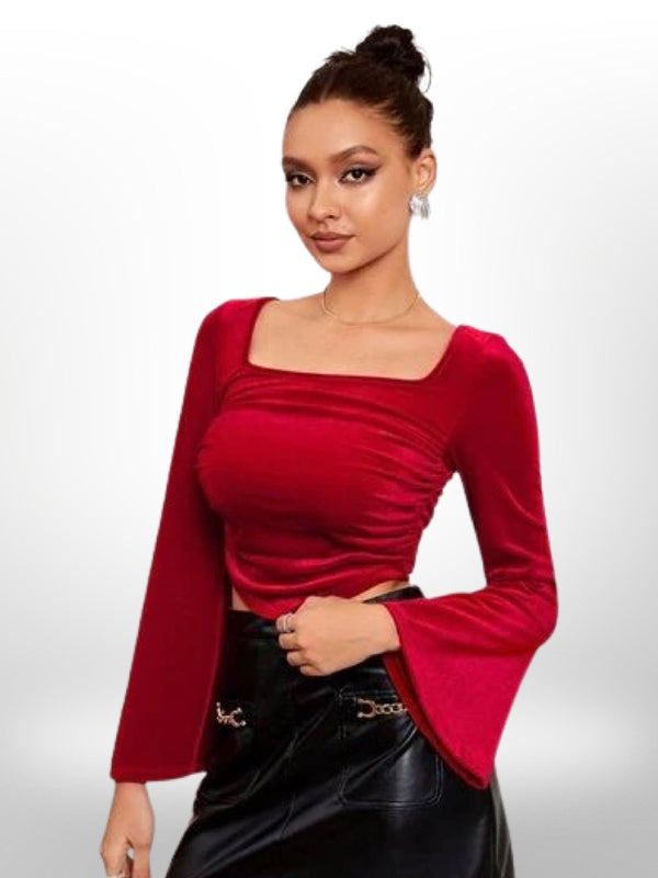 Puff Sleeve Tie Back Top Blouse - Legacy Boutiques