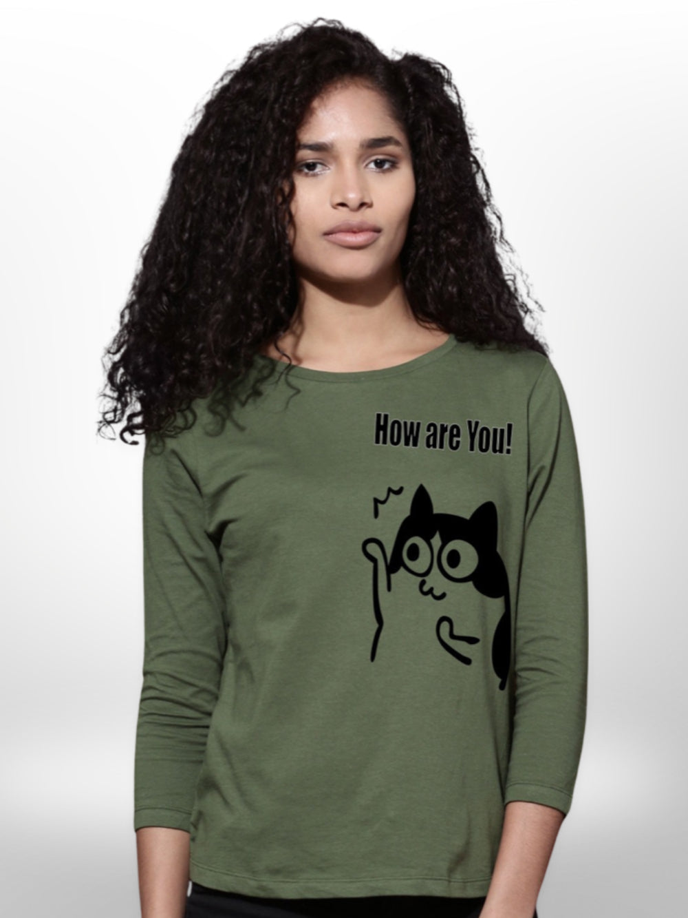 Girls T shirt Cat Printed 4 Quarter Sleeve - Legacy Boutiques