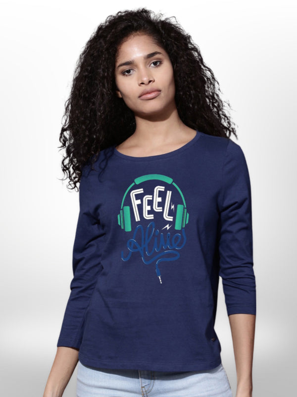 Feel Music Printed Ladies T-shirt Four Quarter Sleeve - Legacy Boutiques