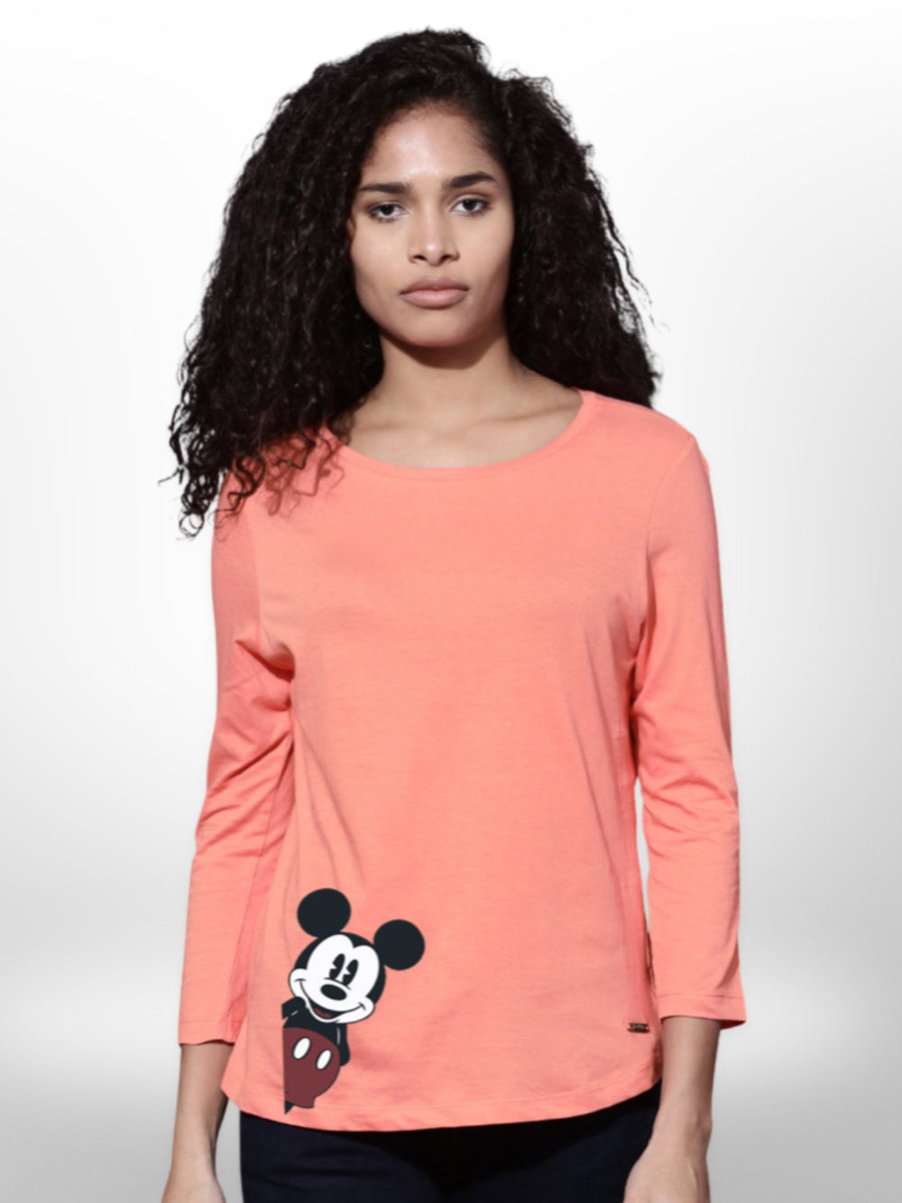 Printed Mickey Mouse Womens T-shirt 4 Quarter Sleeve - Legacy Boutiques