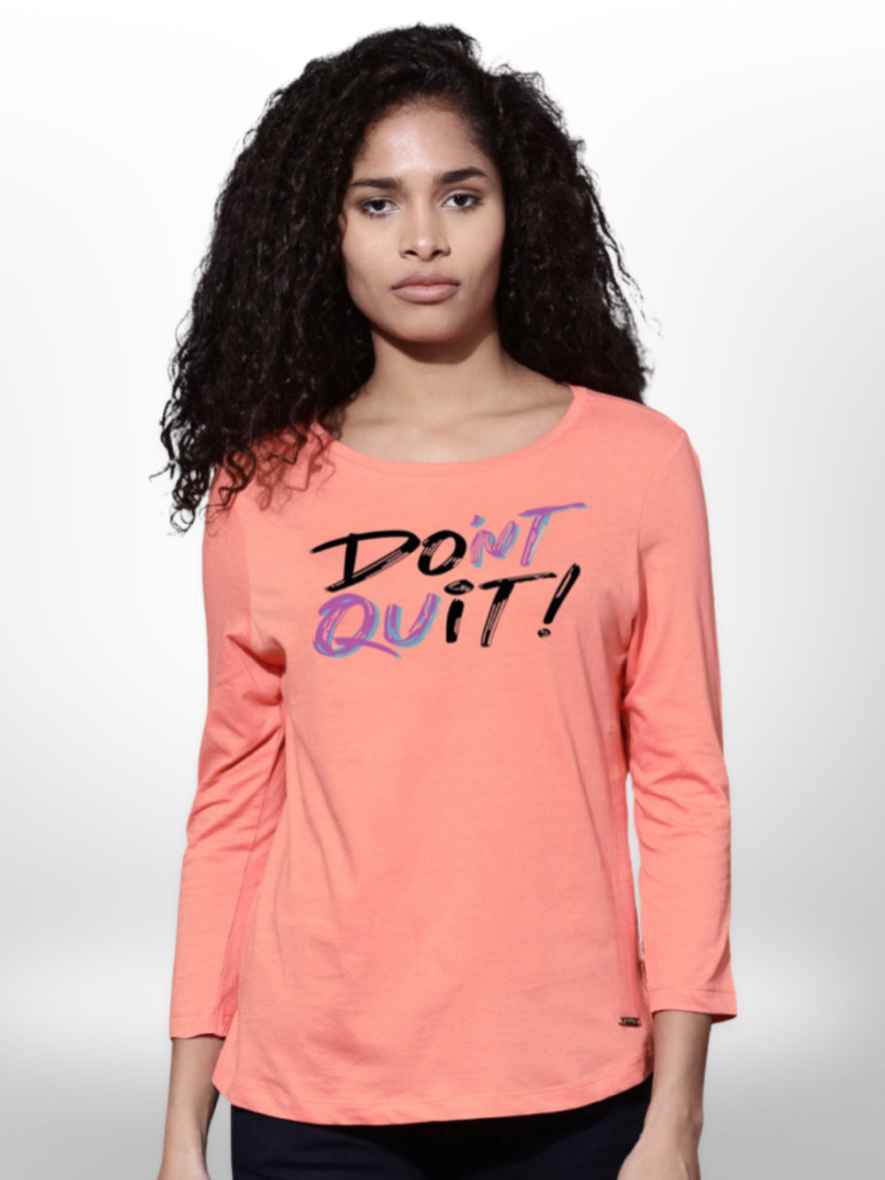 Dont Quit Printed Ladies  4 Quarter Sleeve T-shirt - Legacy Boutiques