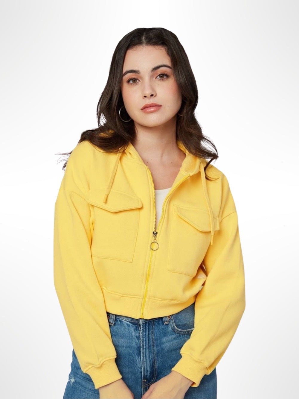 Women's Yellow Solid Hoodies - Legacy Boutiques