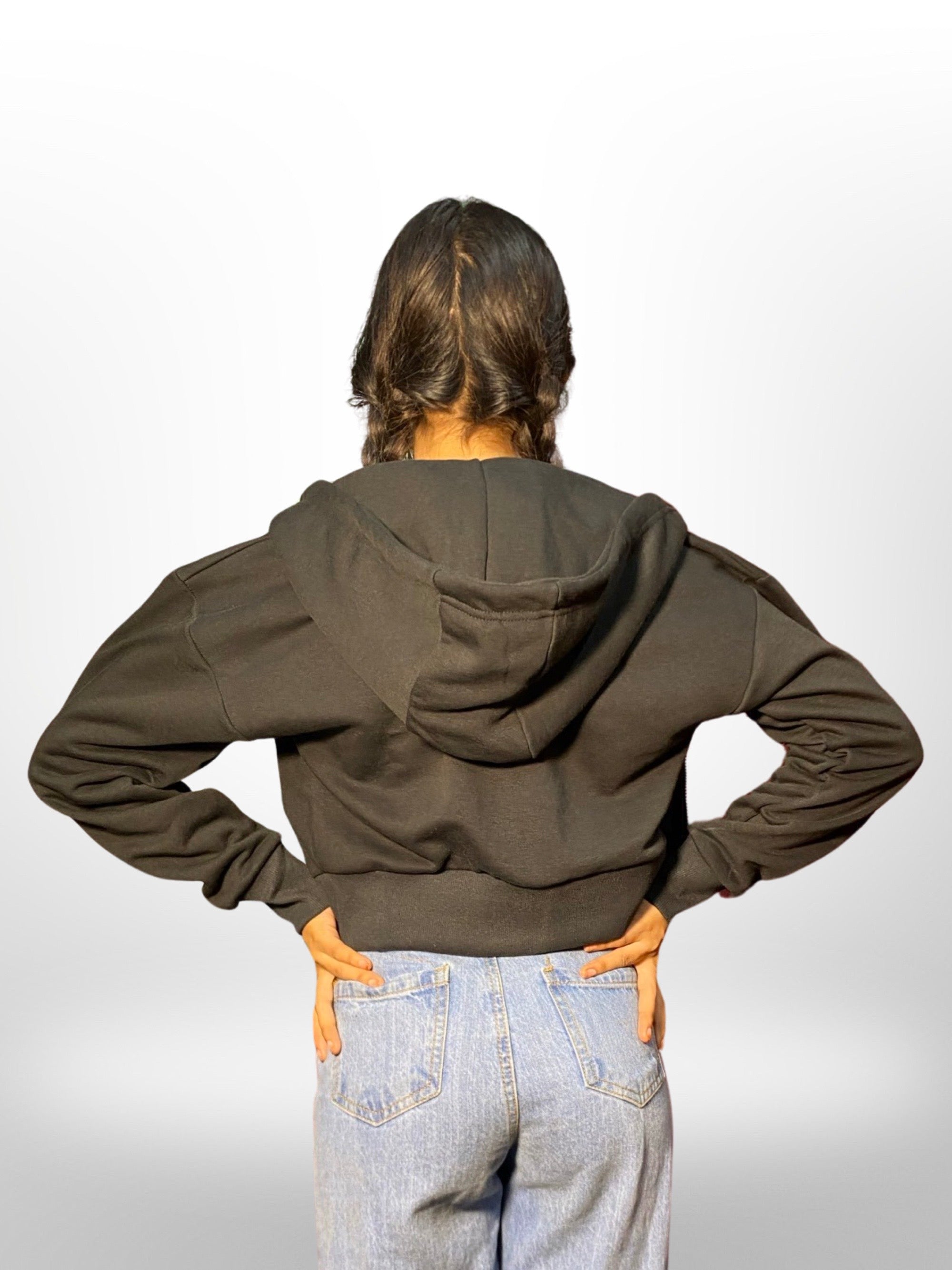 Women and Girls Cotton Black Women Cropped Oversized Hoodies - Legacy Boutiques