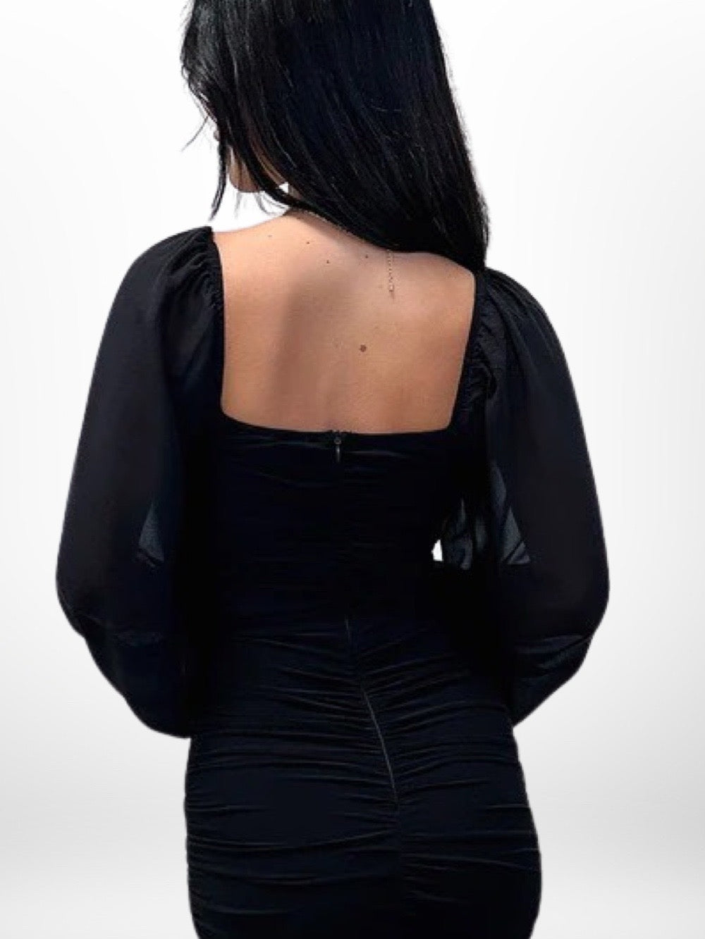 Zip-Back Ruched Bodycon Dress - Legacy Boutiques