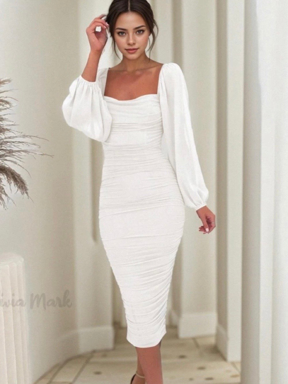 Zip-Ruched Bodycon Dress - Legacy Boutiques