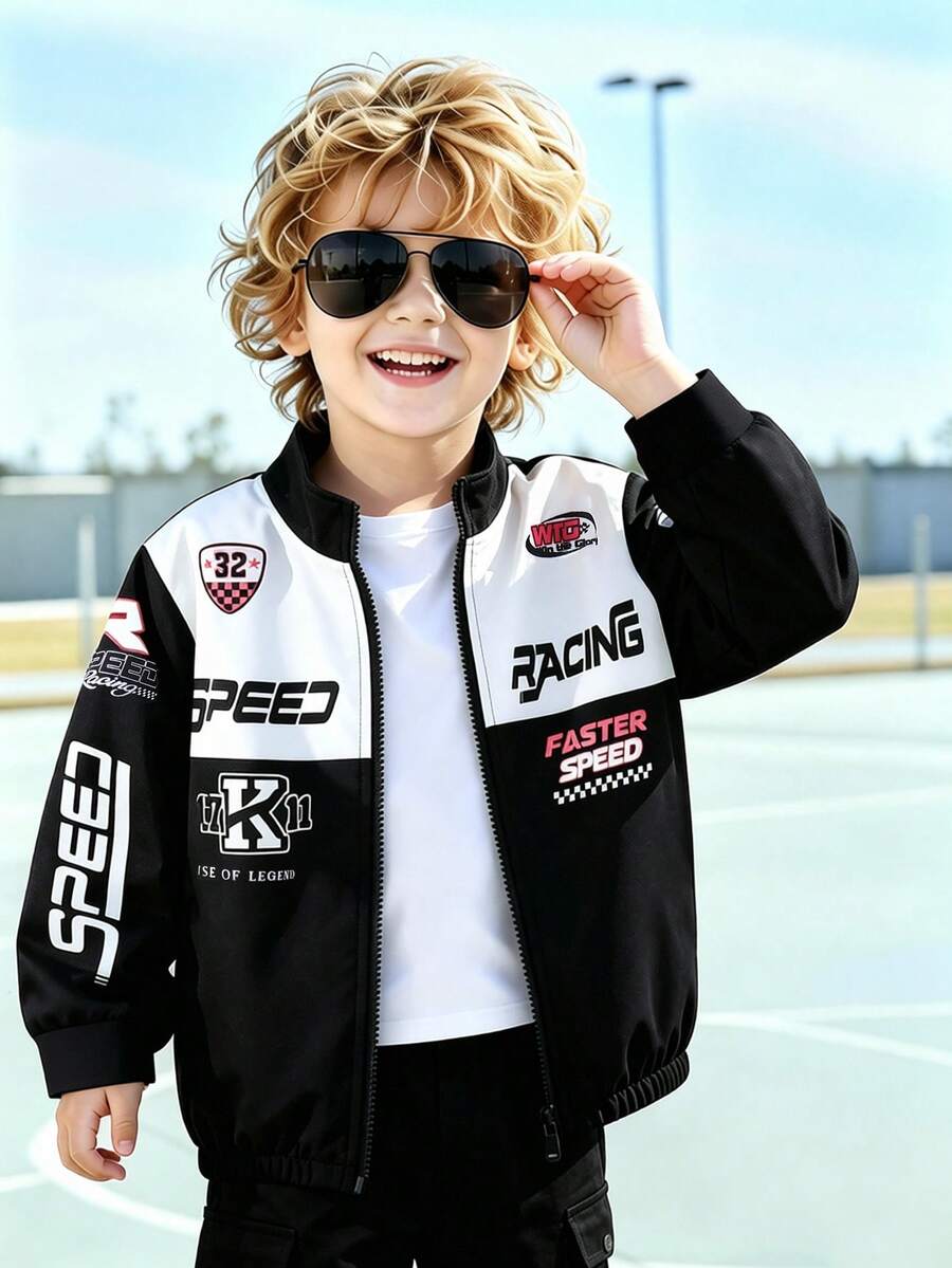 Babies Kids Speed Motor Racing Zipper Jacket