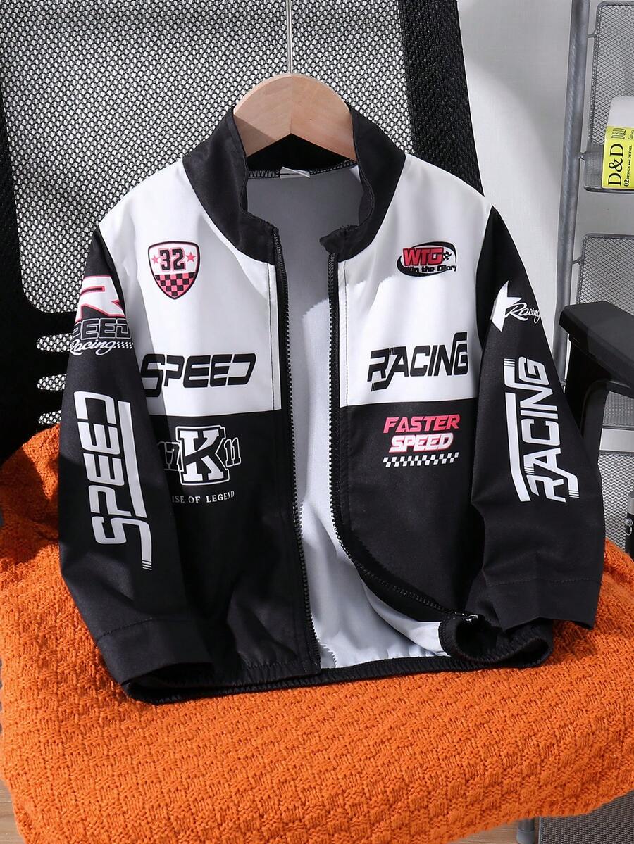 Babies Kids Speed Motor Racing Zipper Jacket