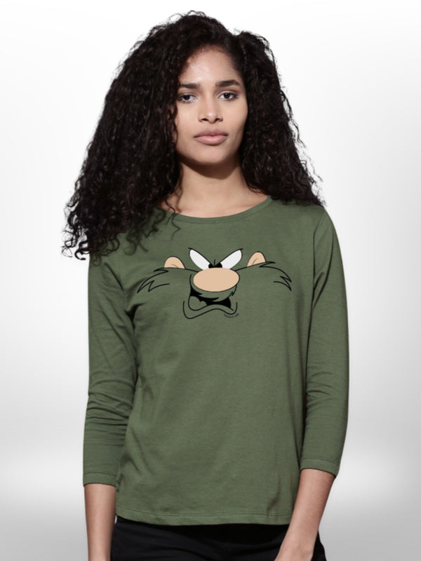 Angry Lion Printed Womens T-shirt 4 Quarter Sleeve - Legacy Boutiques