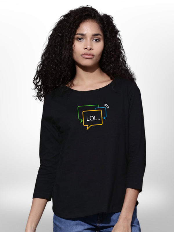 LOL Printed Ladies T-shirt Four Quarter Sleeve - Legacy Boutiques