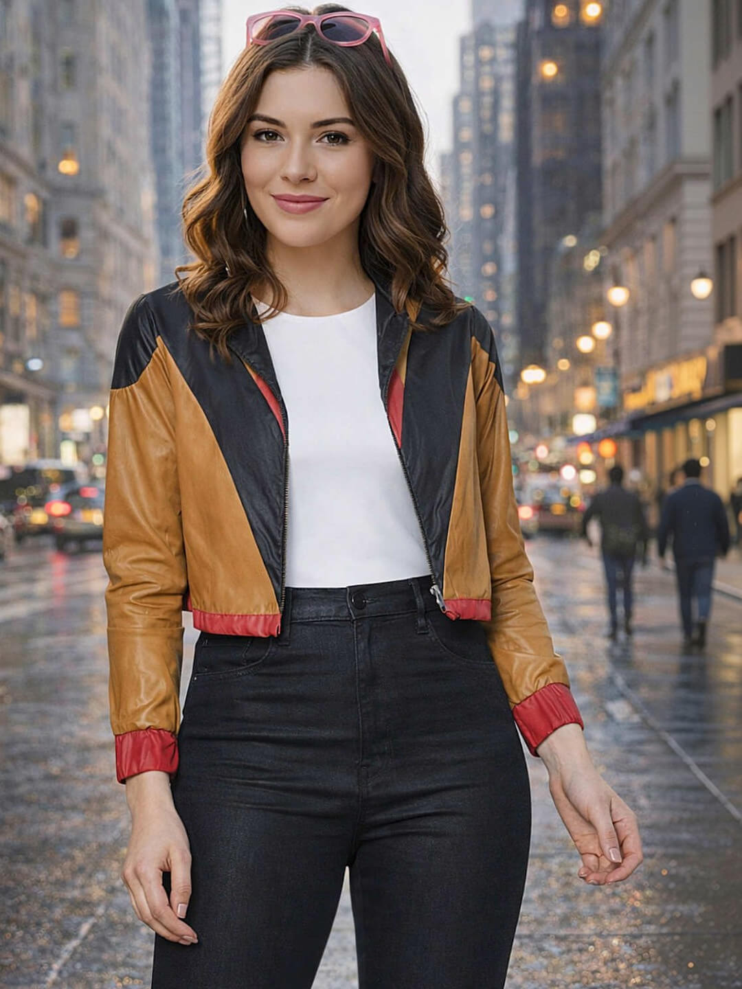 Womens Colourblocked Hooded Water Resistant Crop Jacket