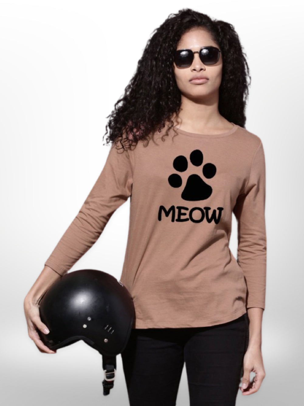 Meow Printed Ladies Four Quarter Sleeve T-shirt - Legacy Boutiques