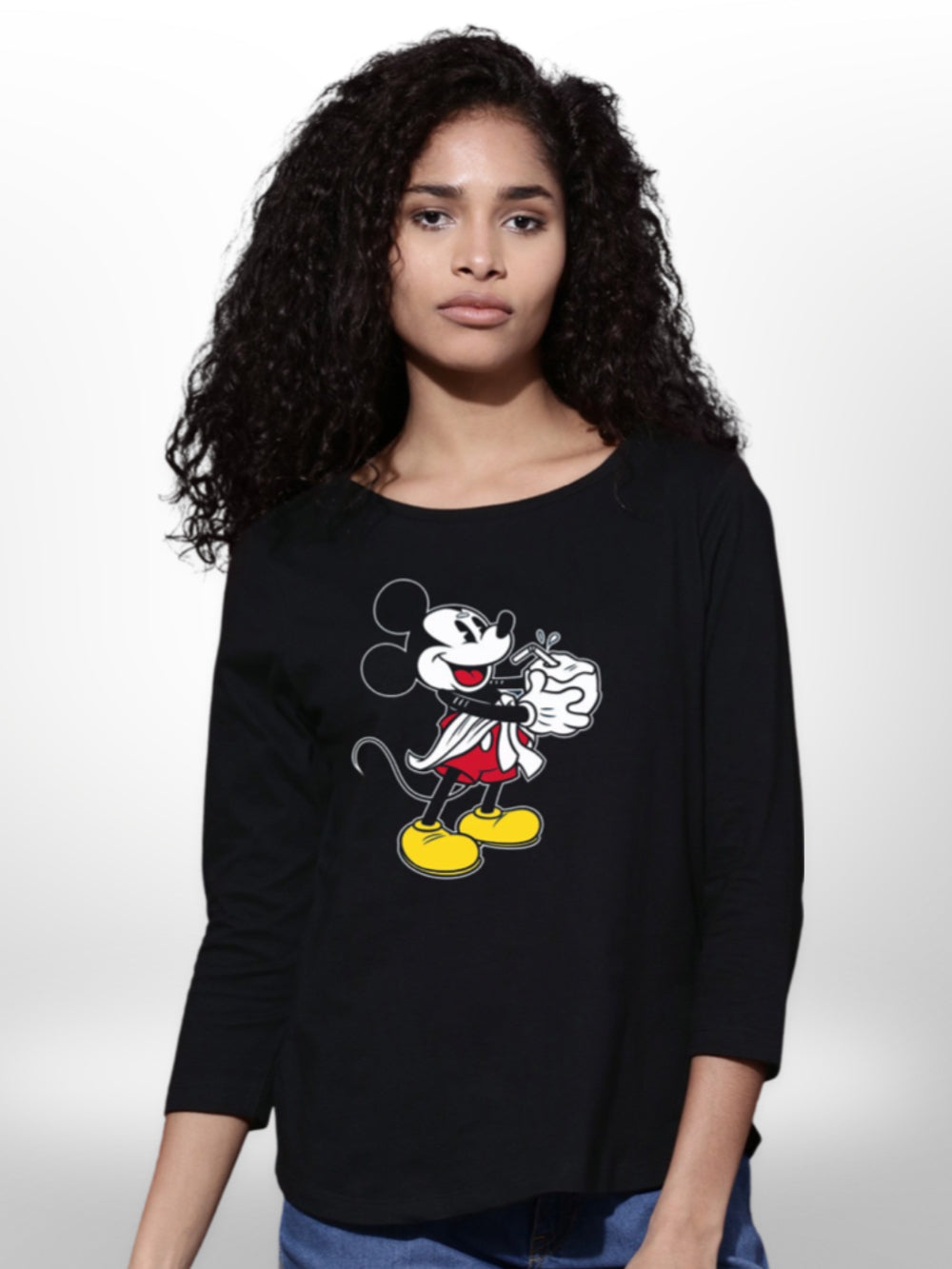 Mickey Mouse Printed Ladies T-shirt 4 Quarter Sleeve - Legacy Boutiques