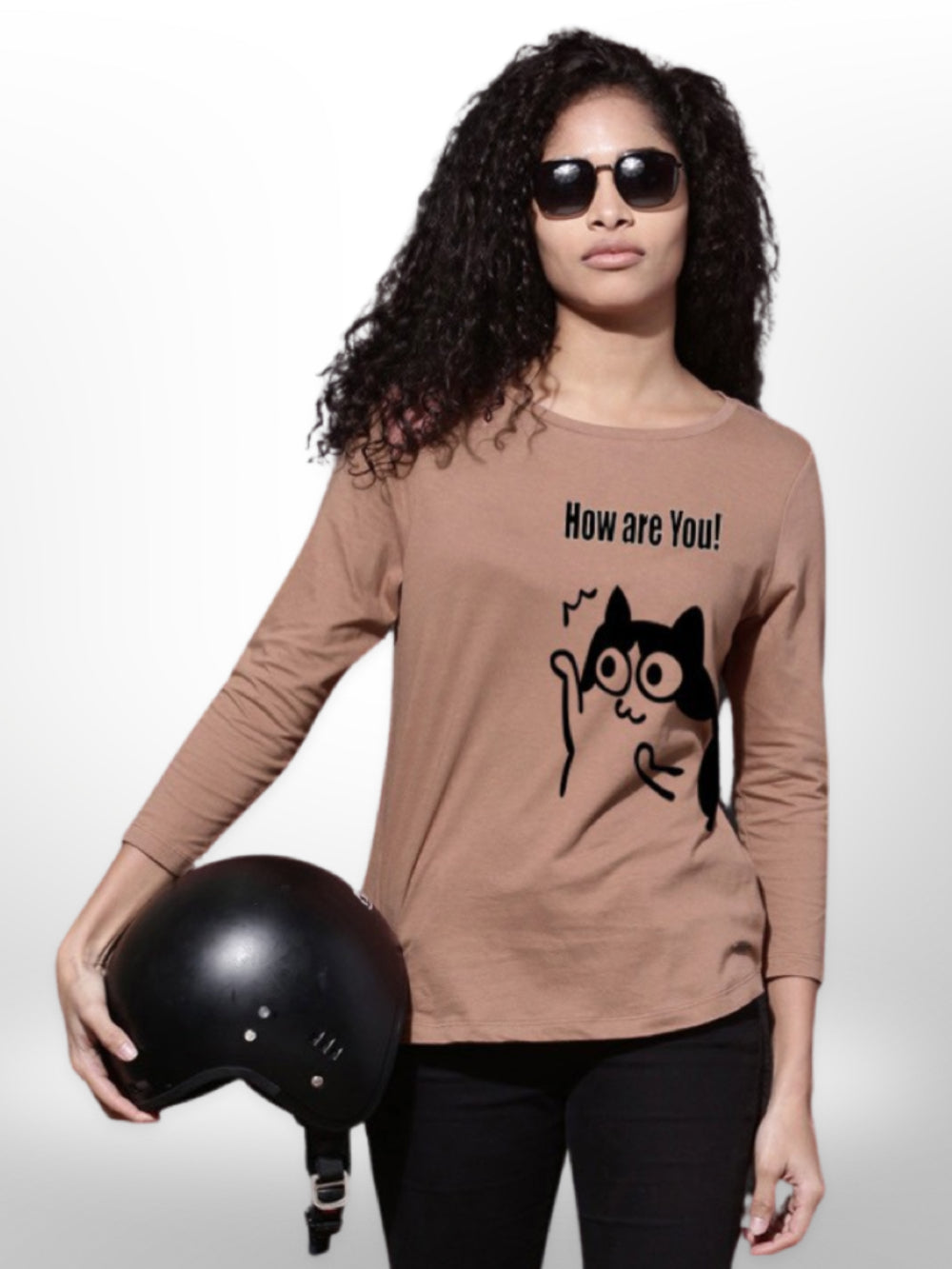 Girls T shirt Cat Printed 4 Quarter Sleeve - Legacy Boutiques