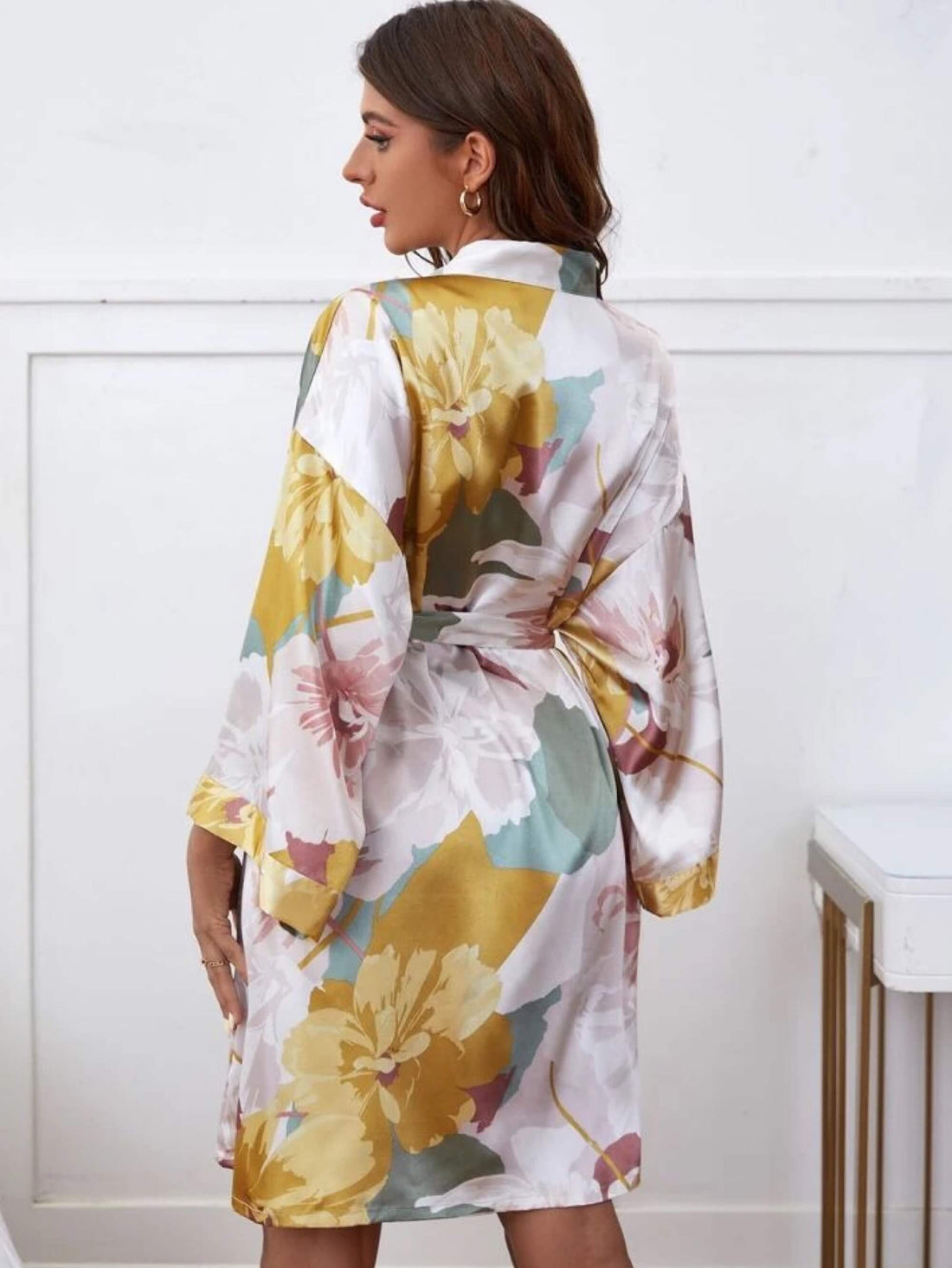 Tropical Floral Printed Kimono Robe