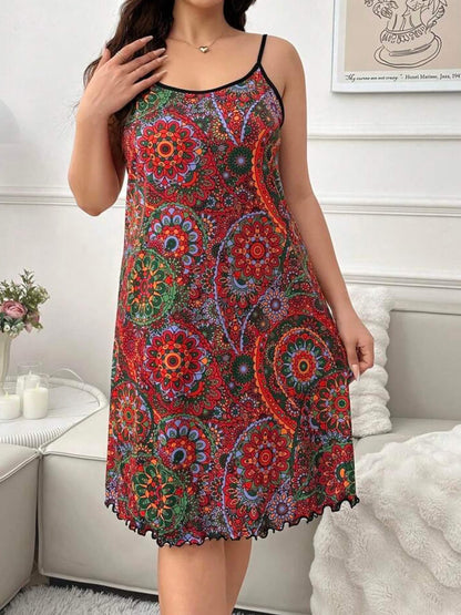 mandala print camisole slip nighty dress