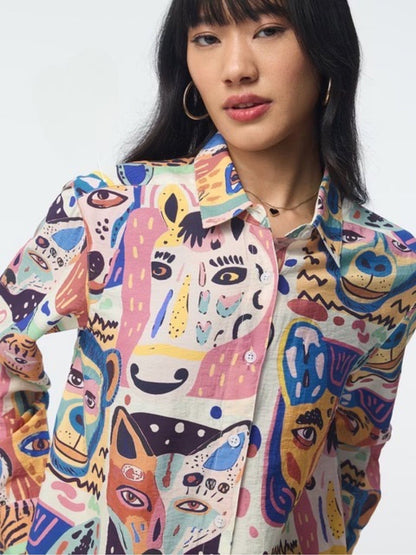 Abstract Jungle Portrait Print Shirt for Ladies Legacy Boutiques Legacy Boutiques