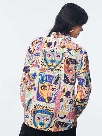 Abstract Jungle Portrait Print Shirt for Ladies Legacy Boutiques Legacy Boutiques