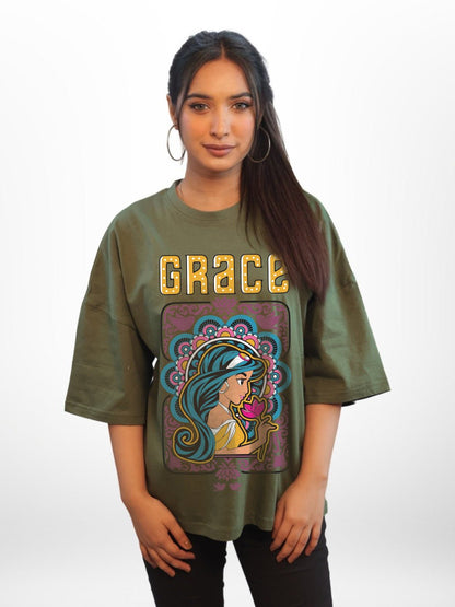 ALADIN: HER GRACE Graphic Printed Womens Drop Shoulder T-shirt Legacy Boutiques Bangladesh Legacy Boutiques Legacy Boutiques