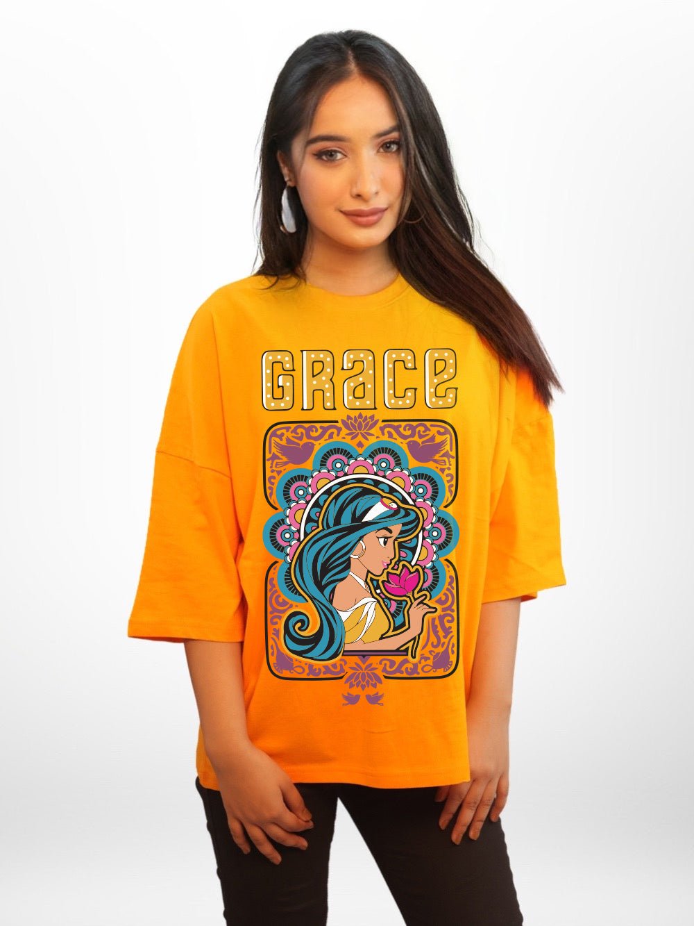 ALADIN: HER GRACE Graphic Printed Womens Drop Shoulder T-shirt Legacy Boutiques Bangladesh Legacy Boutiques Legacy Boutiques