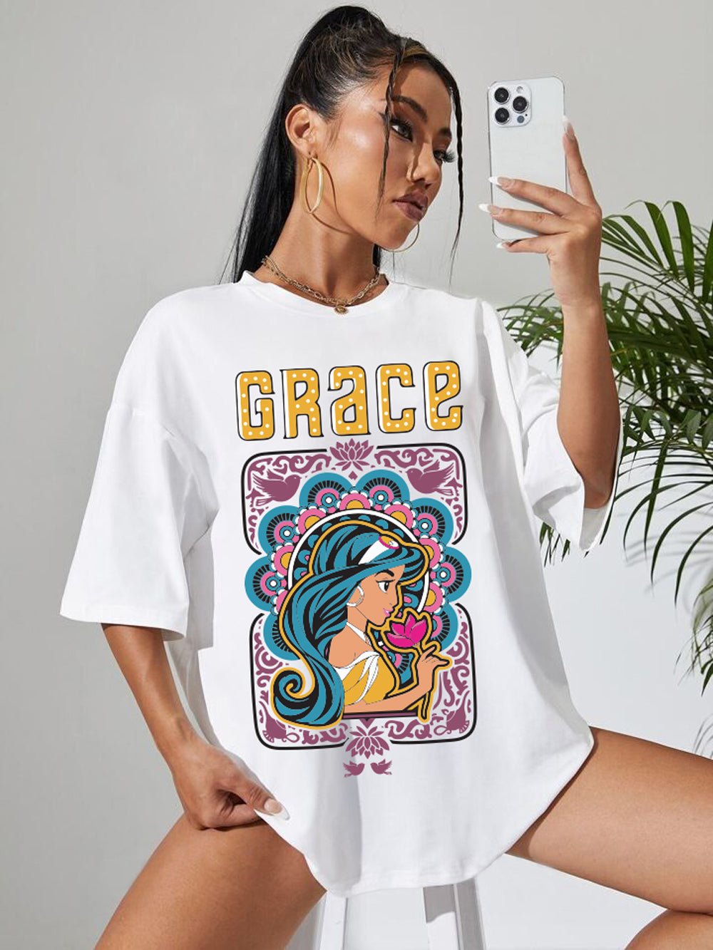 ALADIN: HER GRACE Graphic Printed Womens Drop Shoulder T-shirt Legacy Boutiques Bangladesh Legacy Boutiques Legacy Boutiques