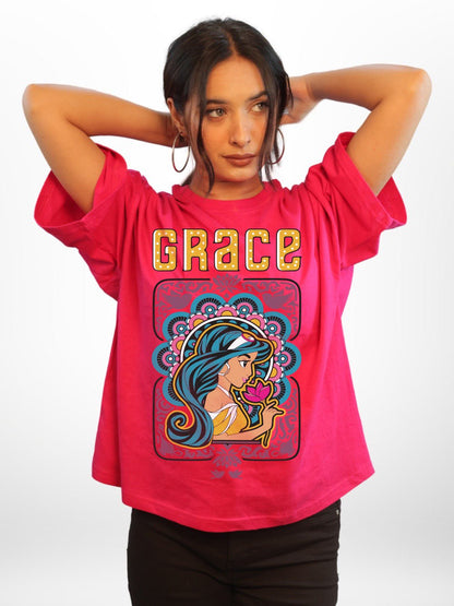 ALADIN: HER GRACE Graphic Printed Womens Drop Shoulder T-shirt Legacy Boutiques Bangladesh Legacy Boutiques Legacy Boutiques