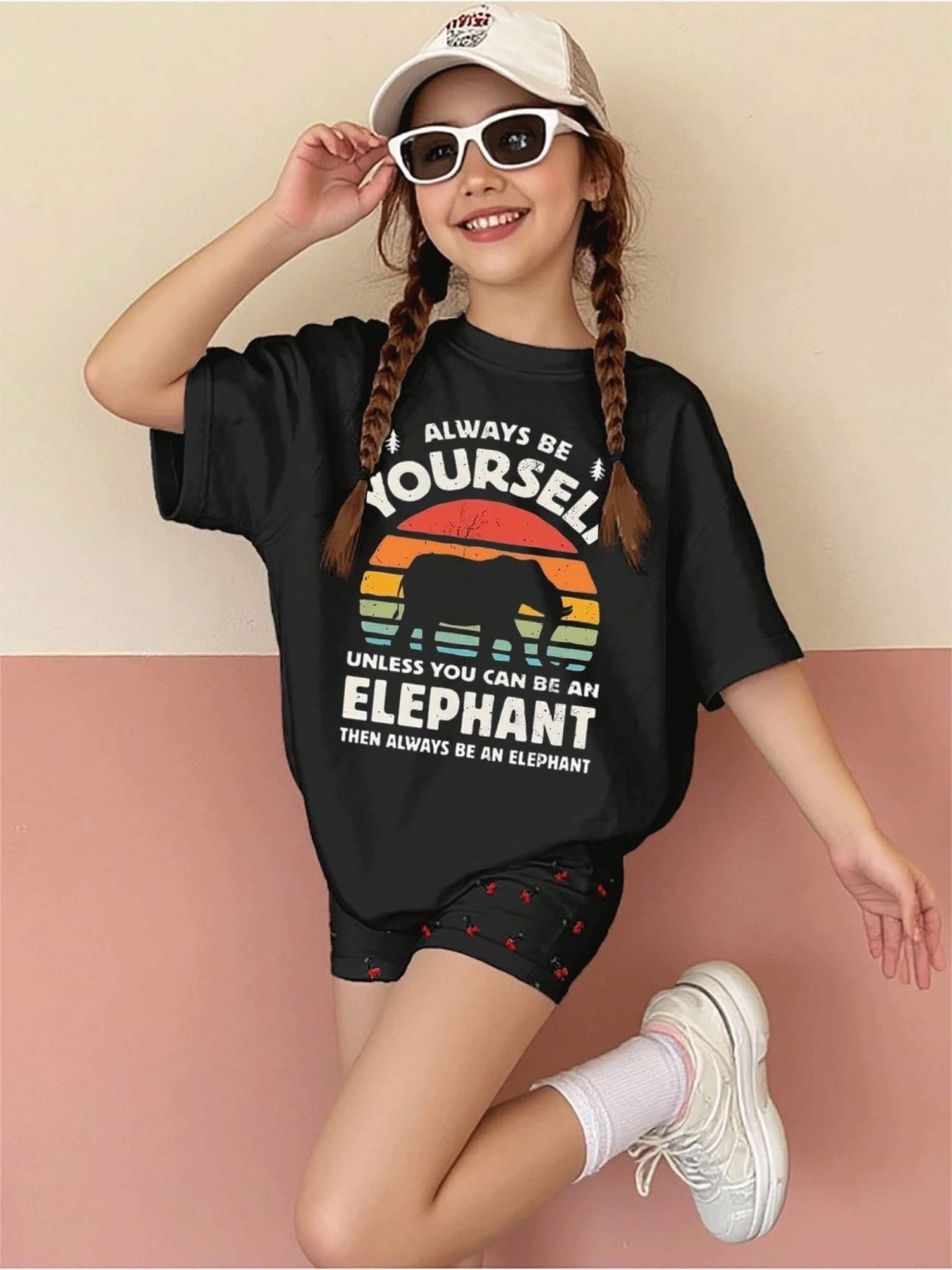 Always Be Yourself Elephant Printed Short Sleeve Girls T-shirt Legacy Boutiques Legacy Boutiques