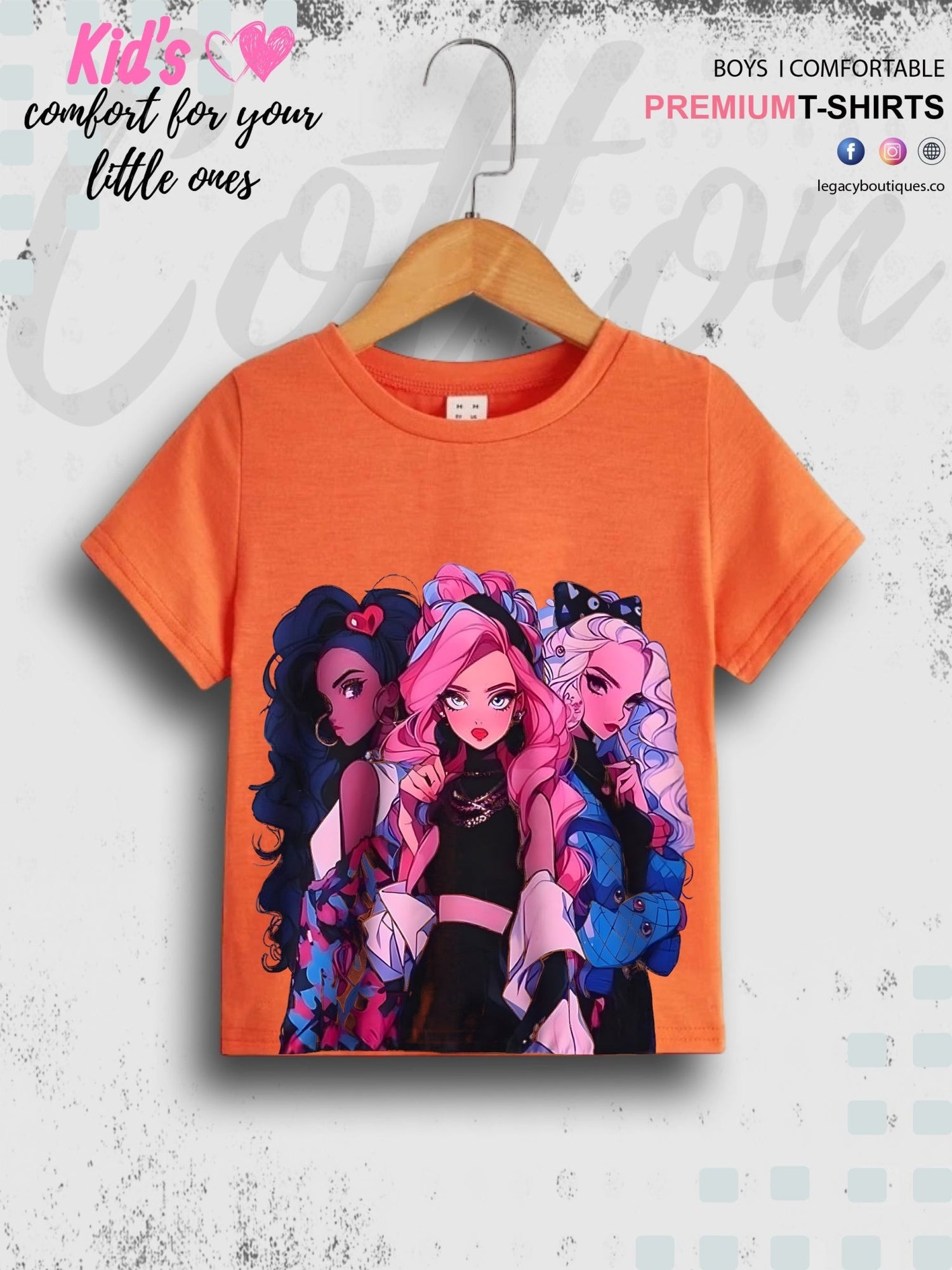 Anime Girls Graphic Print Short Sleeve Girls Tee Legacy Boutiques Legacy Boutiques