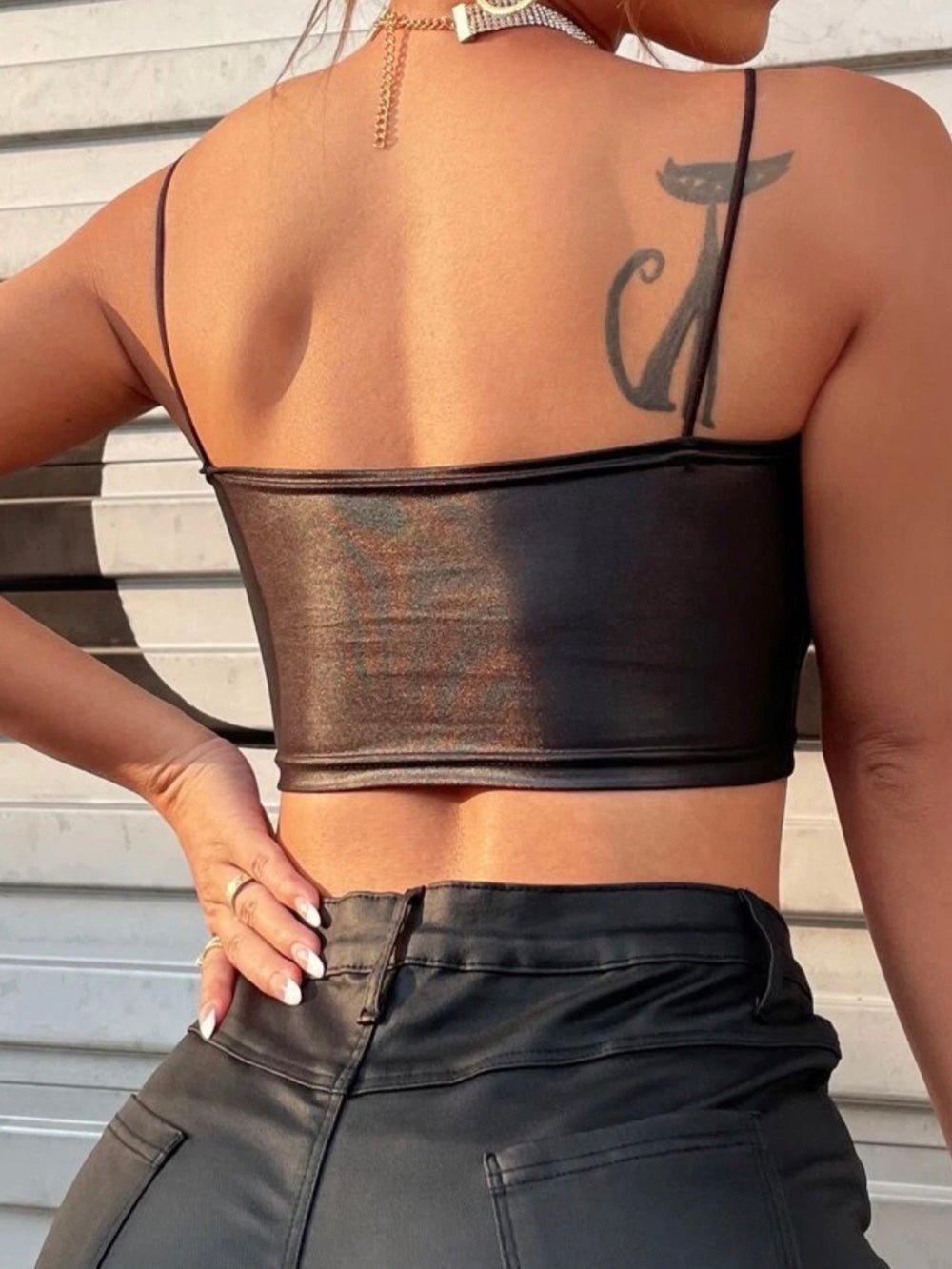 Apperloth A PU Leather Crop Cami Top Legacy Boutiques Legacy Boutiques