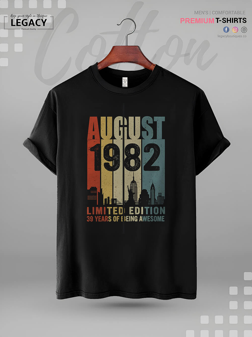August 1982 Limited Edition 39 Years Of Being Awsome Mens XXXL Tshirt In Lowest Price Only In BD Legacy Boutiques Legacy Boutiques
