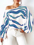 Aurora Wave One - Shoulder Tops - Red & Blue Abstract Striped Balloon Sleeve Top Legacy Boutiques Legacy Boutiques