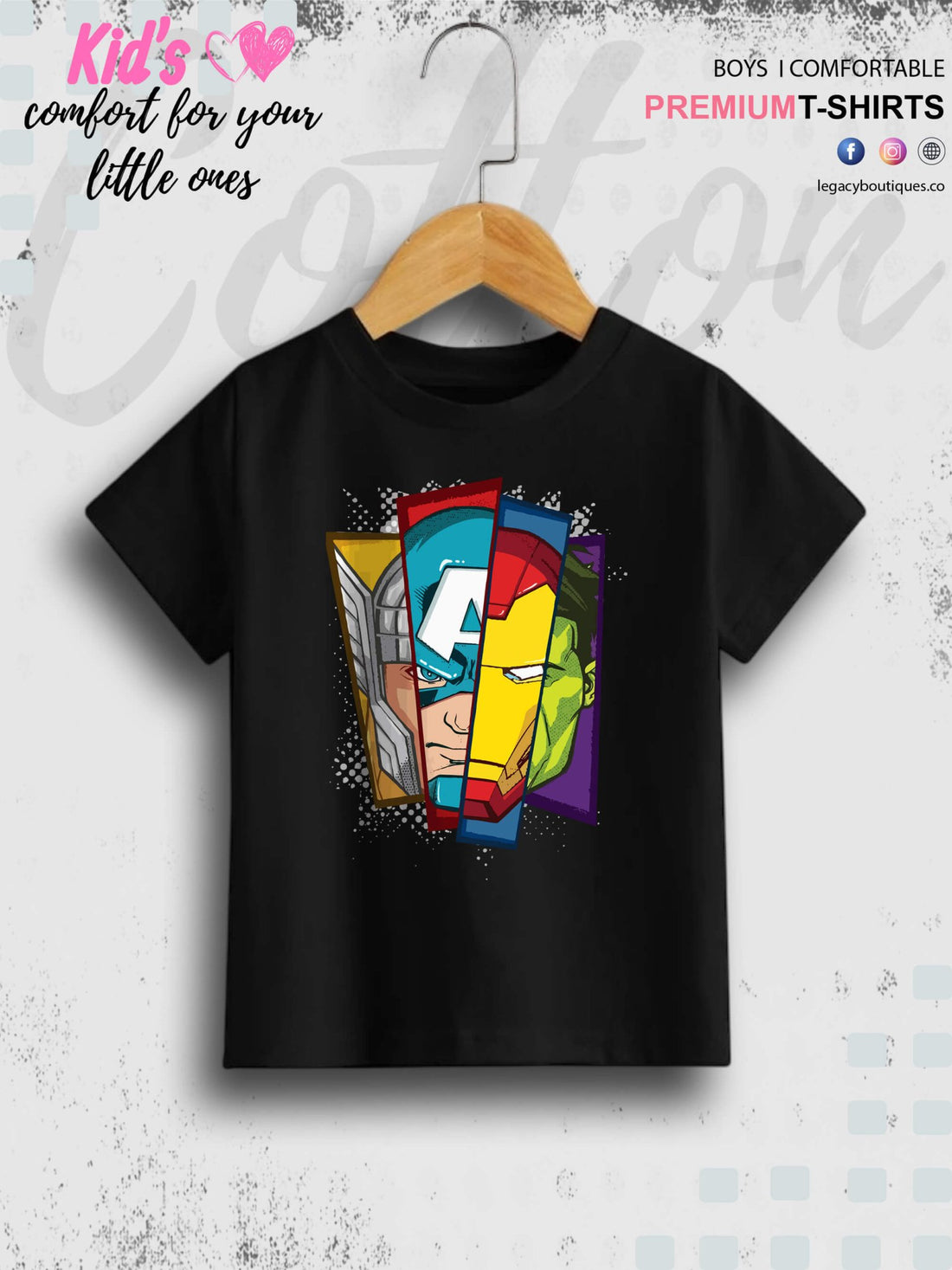 Avengers Faces 1 To 11 Year Kids Boys Casual T-Shirt In Cheapest Price Only In Dhaka Legacy Boutiques Legacy Boutiques