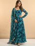 Azure Petal Long Sleeve Teal Floral 2 pis Gown Legacy Boutiques Legacy Boutiques