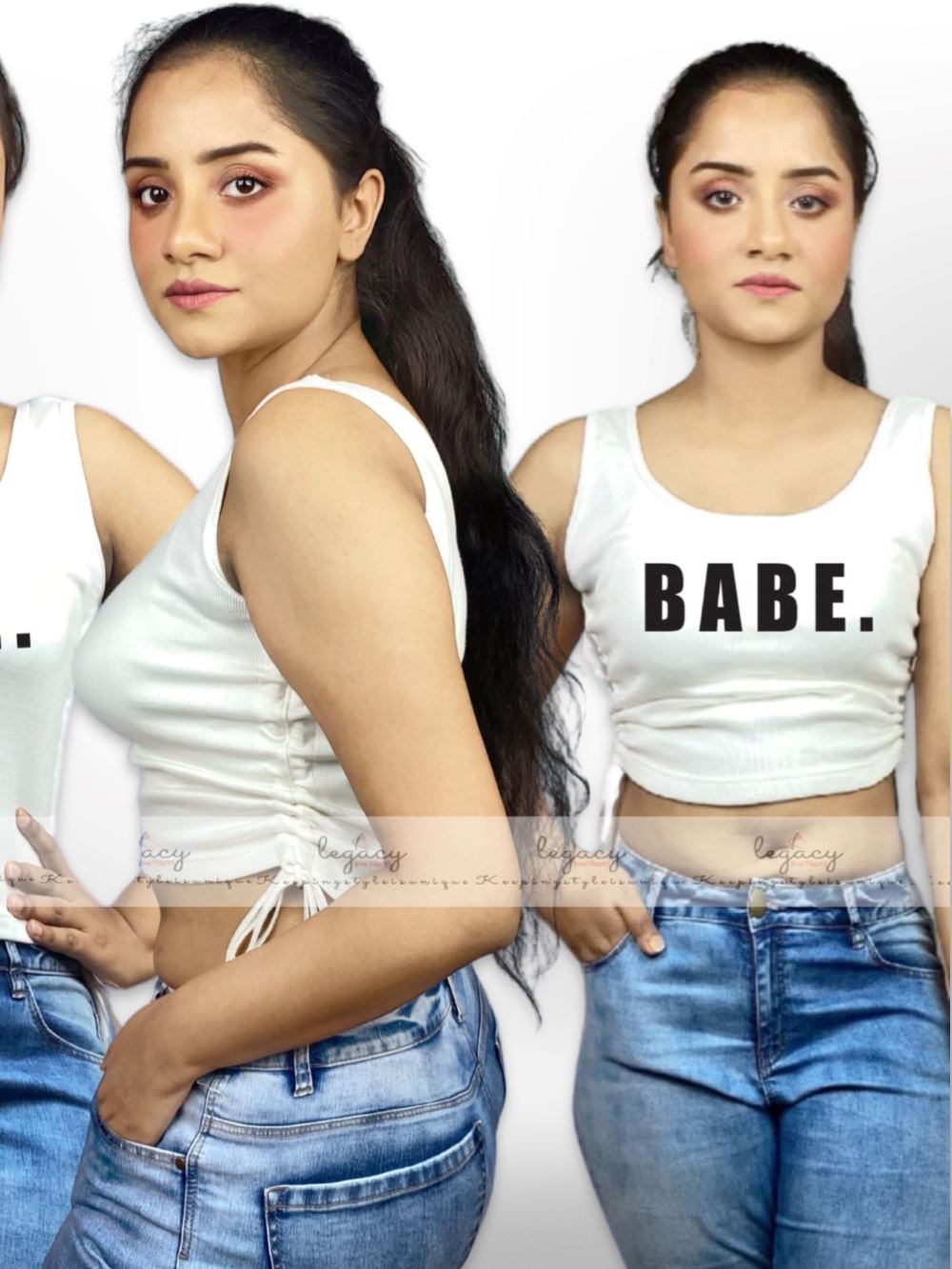 BABE Printed Sleeveless Ribbed White TankTop Legacy Boutiques Legacy Boutiques