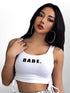 BABE Printed Sleeveless Ribbed White TankTop Legacy Boutiques Legacy Boutiques