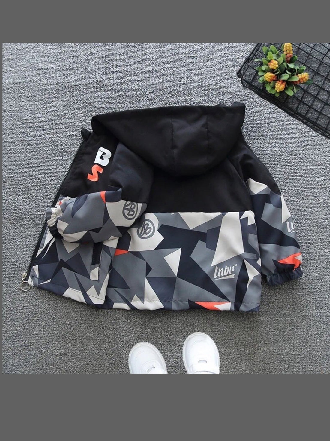 Babies geometric printed hooded zipper jacket Legacy Boutiques Legacy Boutiques