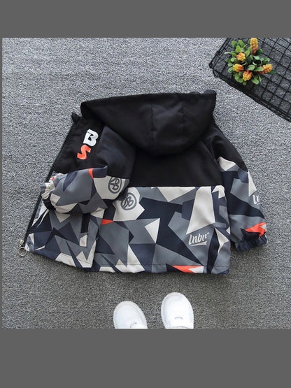 Babies geometric printed hooded zipper jacket Legacy Boutiques Legacy Boutiques