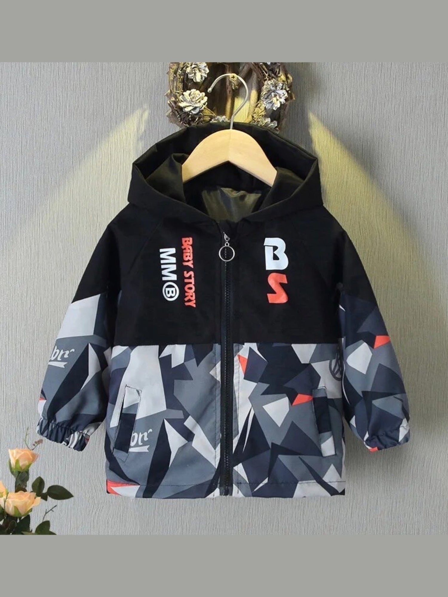 Babies geometric printed hooded zipper jacket Legacy Boutiques Legacy Boutiques