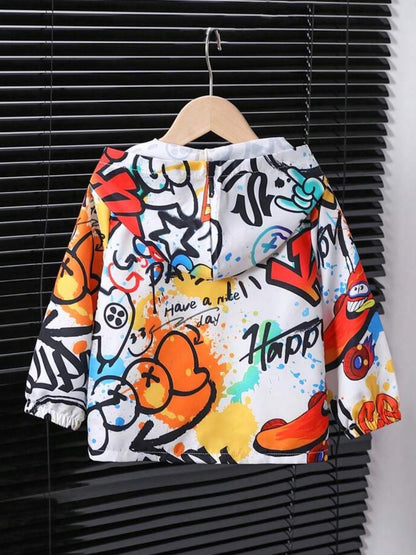 Babies graffiti printed hooded zipper jacket Legacy Boutiques Legacy Boutiques